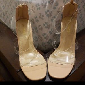 Nude clear heel